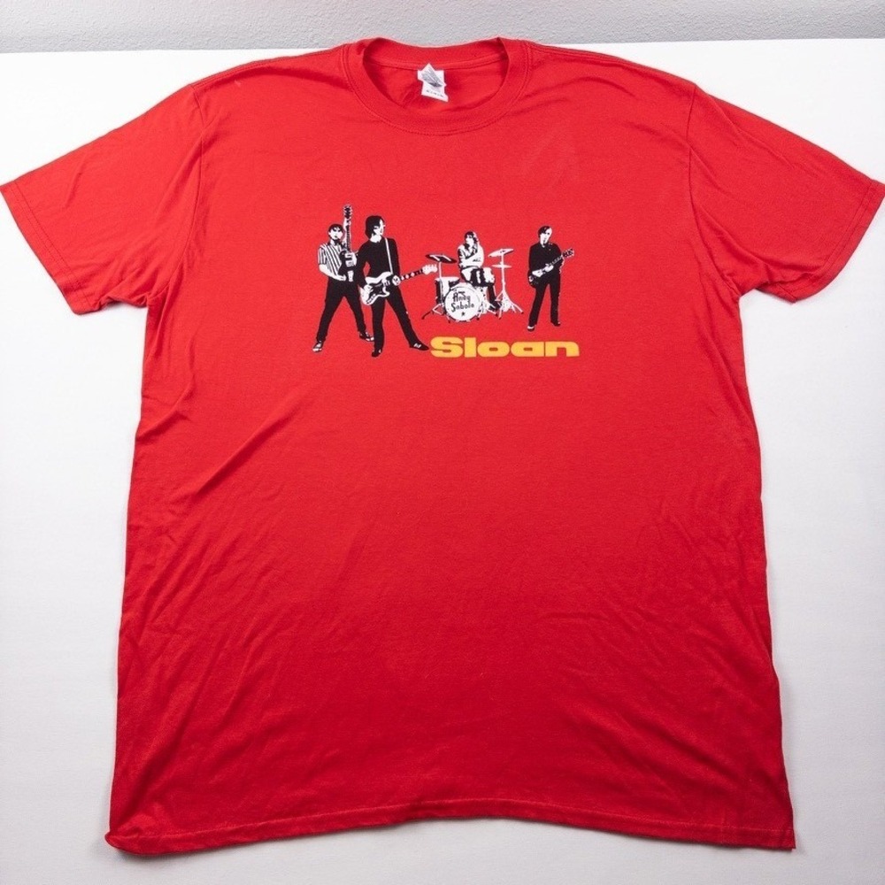 Sloan Band Shirt Mens XL Red Graphic Tee Vintage Y2K Canadian Rock Indie Music